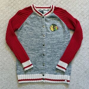 Renu Chicago Blackhawks Bruzer Letterman Snap Sweater NHL Blackhawks
